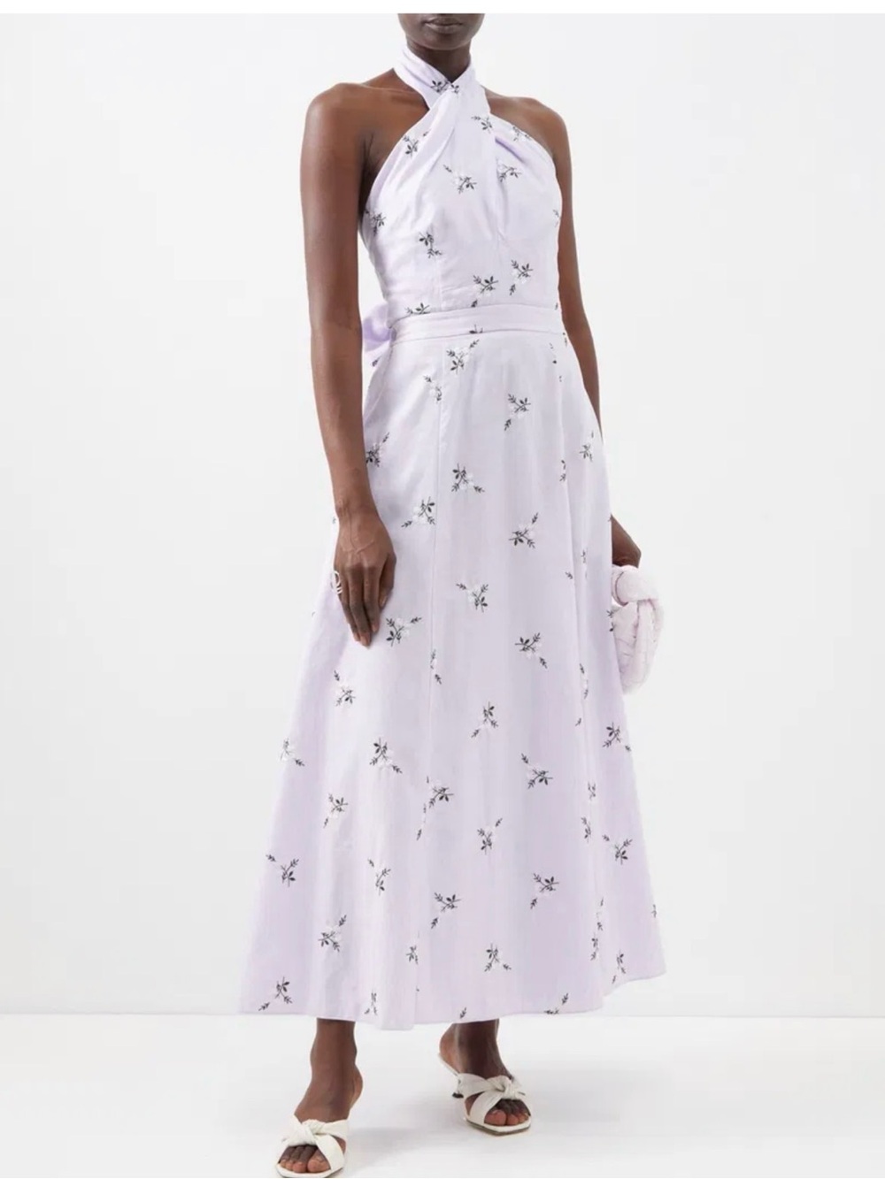 ERDEM Lilac Floral Halter Maxi Dress